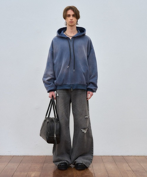 ajouter flow（アジューテフロー）の「【ajouter flow】bleach double zip hoodie（パーカー・メンズ・レッド/ブルー・LARGE/MEDIUM）」の7枚目の写真