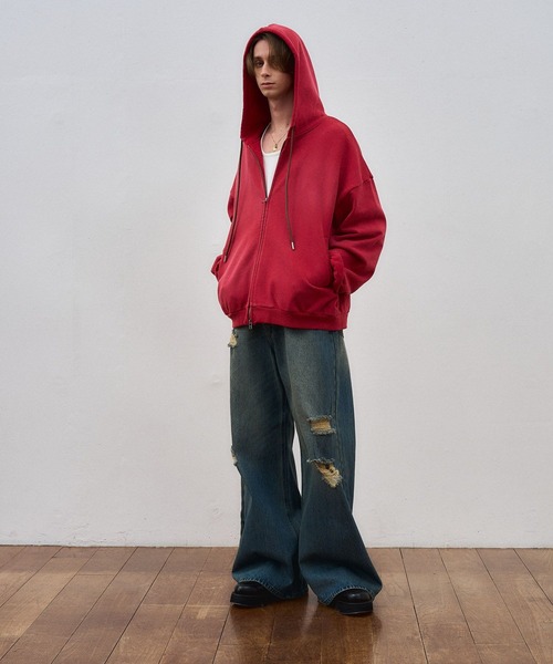 ajouter flow（アジューテフロー）の「【ajouter flow】bleach double zip hoodie（パーカー・メンズ・レッド/ブルー・LARGE/MEDIUM）」の19枚目の写真