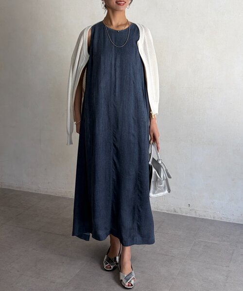 Chez toi（シェトワ）の「シアーデニムBACKZIPワンピース（ワンピース・レディース・インディゴブルー/チャコールグレー/サックスブルー・FREE）」の20枚目の写真