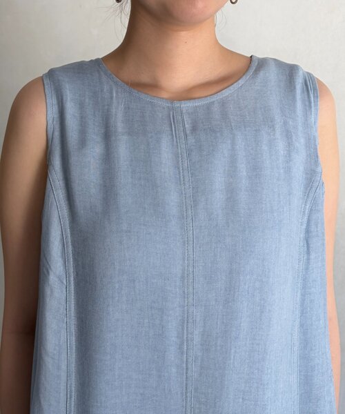 Chez toi（シェトワ）の「シアーデニムBACKZIPワンピース（ワンピース・レディース・インディゴブルー/チャコールグレー/サックスブルー・FREE）」の6枚目の写真