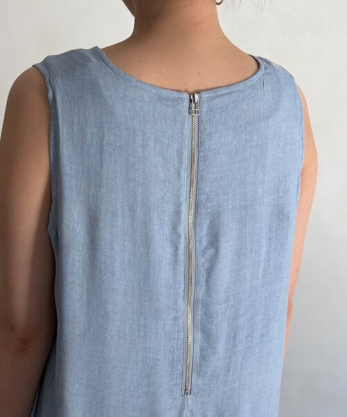 Chez toi（シェトワ）の「シアーデニムBACKZIPワンピース（ワンピース・レディース・インディゴブルー/チャコールグレー/サックスブルー・FREE）」の7枚目の写真