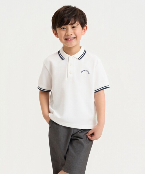 COMME CA ISM（コムサイズム）の「ライン入り 鹿の子 ポロシャツ（ポロシャツ・キッズ・サックスブルー/ネイビー/ホワイト/レッド/グリーン・110cm/120cm/130cm/140cm/150cm/100cm）」の2枚目の写真