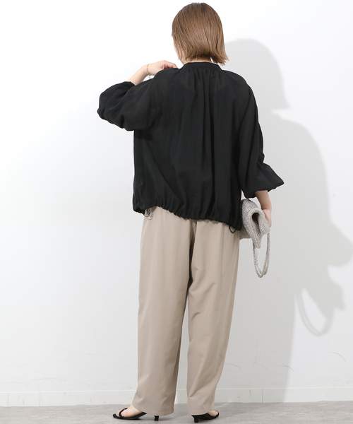 JOURNAL STANDARD relume（ジャーナルスタンダード　レリューム）の「［手洗い可］シアーギャザージップブルゾン（その他アウター・レディース・ブラック/ベージュ・FREE）」の5枚目の写真