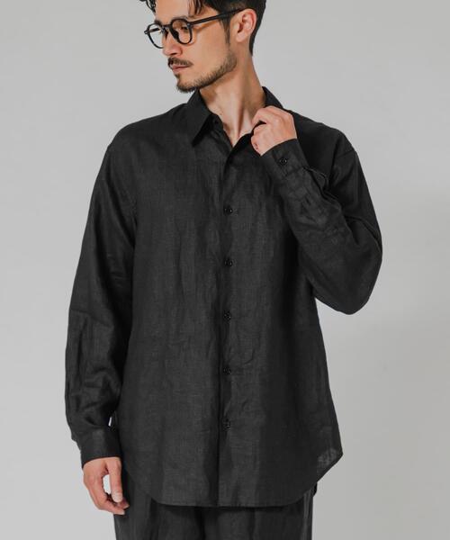 URBAN RESEARCH（アーバンリサーチ）の「LINEN REGULAR SHIRTS（シャツ/ブラウス・メンズ・ブラック/ベージュ/ネイビー/ブルー系その他・MEDIUM/LARGE）」の2枚目の写真