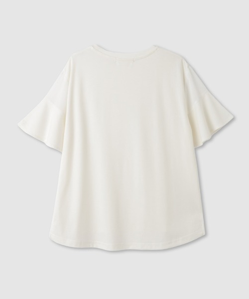 Mac-House(マックハウス)の「【Idnes / イドネス】 異素材ドッキング シアーフレアスリーブ トップス(Tシャツ/カットソー・レディース・グレー/ホワイト/パープル/ブラック/サックスブルー・FREE)」の6枚目の写真