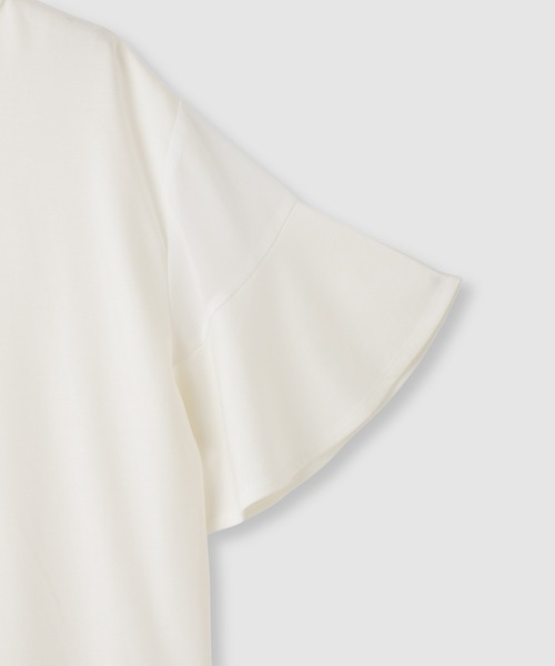 Mac-House(マックハウス)の「【Idnes / イドネス】 異素材ドッキング シアーフレアスリーブ トップス(Tシャツ/カットソー・レディース・グレー/ホワイト/パープル/ブラック/サックスブルー・FREE)」の7枚目の写真