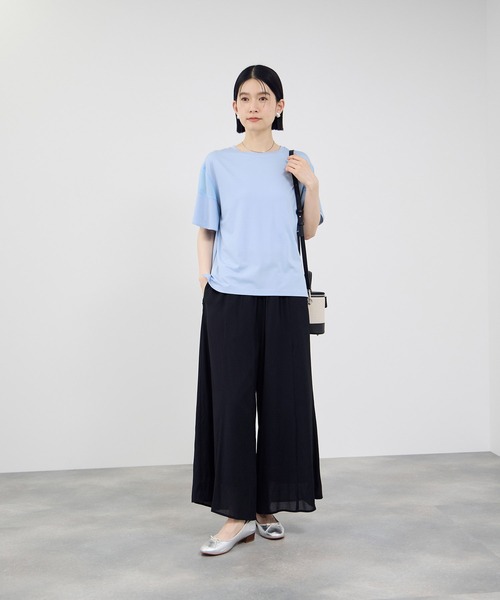 Mac-House(マックハウス)の「【Idnes / イドネス】 異素材ドッキング シアーフレアスリーブ トップス(Tシャツ/カットソー・レディース・グレー/ホワイト/パープル/ブラック/サックスブルー・FREE)」の21枚目の写真