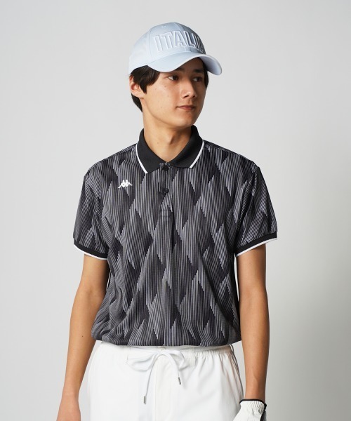 Kappa(カッパ)の「【Kappa/カッパ】総柄半袖ポロシャツ 吸汗速乾 UVカット ゴルフ(シャツ/ブラウス・メンズ・ブラック/ホワイト/グリーン・LARGE/X-LARGE/XX-LARGE)」の2枚目の写真