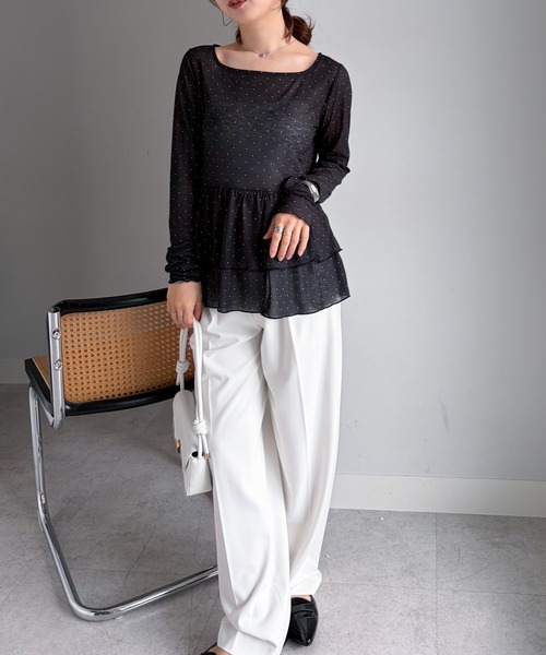 RANAN(ラナン)の「メローティアードデザインカットソー(Tシャツ/カットソー・レディース・ホワイト系その他/ホワイト系その他2/ブラック系その他/ブラック系その他2・LL/L/M)」の9枚目の写真
