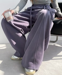 【ユニセックス】ウエスト紐ワイドスウェットカーブパンツ