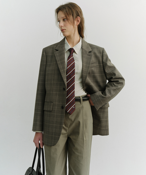UNISEX 2 BUTTON WOOL BLAZER_UDJA6A102_GREY CHECK