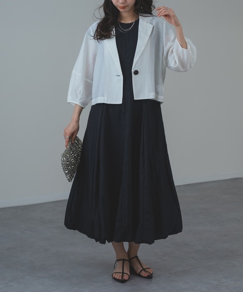 refinedworks（リファインドワークス）の「【refinedworks】トレンド の ランタン袖 ショートジャケット（その他アウター・レディース・ブラック/ホワイト・FREE）」の5枚目の写真