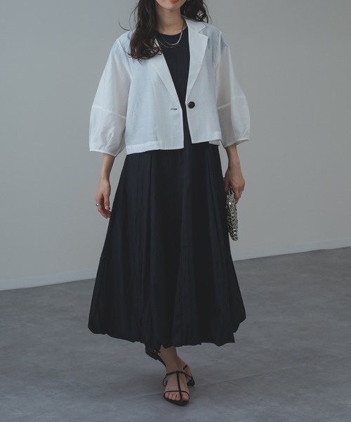 refinedworks（リファインドワークス）の「【refinedworks】トレンド の ランタン袖 ショートジャケット（その他アウター・レディース・ブラック/ホワイト・FREE）」の6枚目の写真