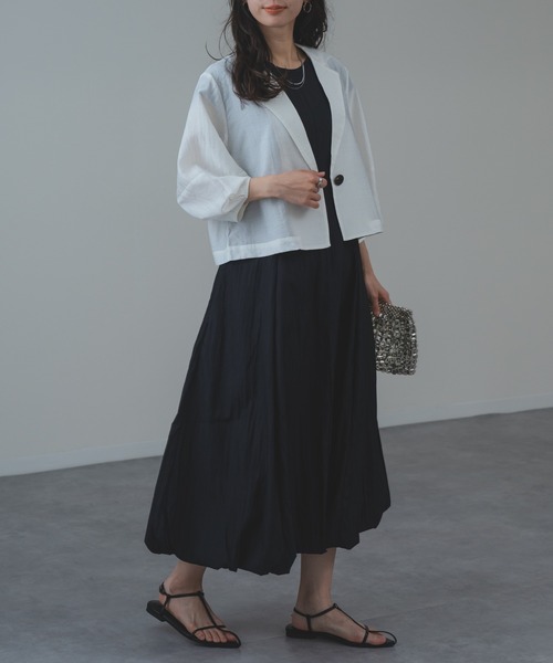 refinedworks（リファインドワークス）の「【refinedworks】トレンド の ランタン袖 ショートジャケット（その他アウター・レディース・ブラック/ホワイト・FREE）」の12枚目の写真
