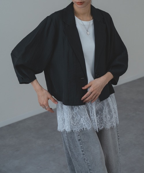 refinedworks（リファインドワークス）の「【refinedworks】トレンド の ランタン袖 ショートジャケット（その他アウター・レディース・ブラック/ホワイト・FREE）」の8枚目の写真