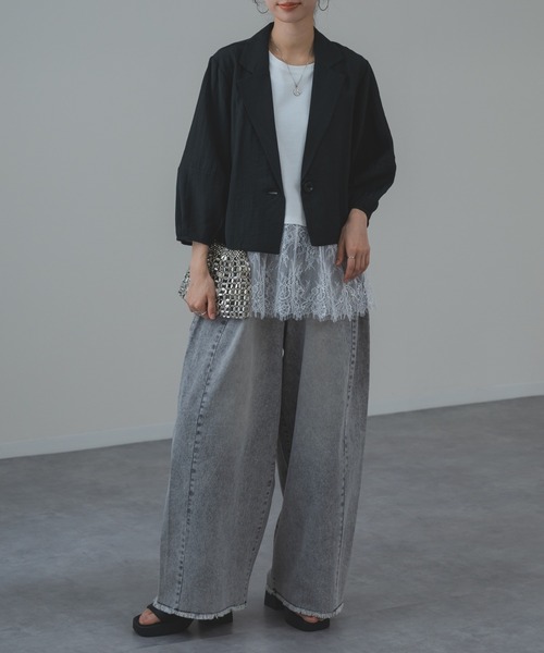 refinedworks（リファインドワークス）の「【refinedworks】トレンド の ランタン袖 ショートジャケット（その他アウター・レディース・ブラック/ホワイト・FREE）」の10枚目の写真