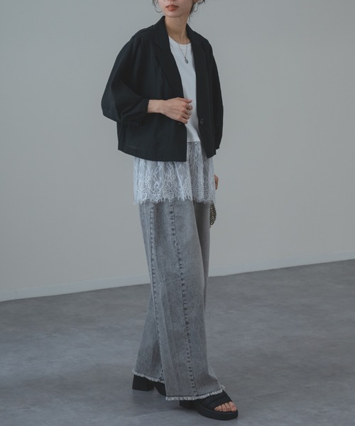 refinedworks（リファインドワークス）の「【refinedworks】トレンド の ランタン袖 ショートジャケット（その他アウター・レディース・ブラック/ホワイト・FREE）」の17枚目の写真