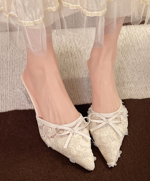 Lace Ladies(レースレディース)の「リボン付き レース クリア ソール サンダル(サンダル・レディース・アイボリー/ブラック・25cm/24.5cm/24cm/23.5cm/23cm/22.5cm)」の8枚目の写真