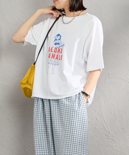 FUNG（ファング）の「[FUNG/ファング] 別注 ALOHA MAHALO カットオフプリントTシャツ（Tシャツ/カットソー・レディース・ピンク/ホワイト・M）」の20枚目の写真