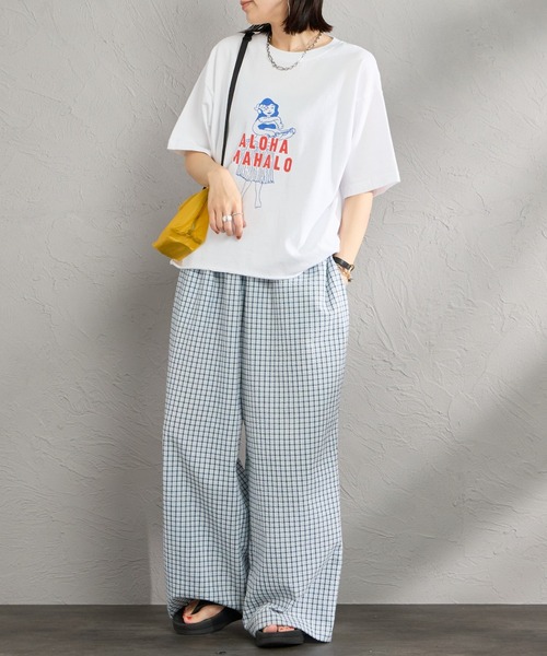 FUNG（ファング）の「[FUNG/ファング] 別注 ALOHA MAHALO カットオフプリントTシャツ（Tシャツ/カットソー・レディース・ピンク/ホワイト・M）」の19枚目の写真