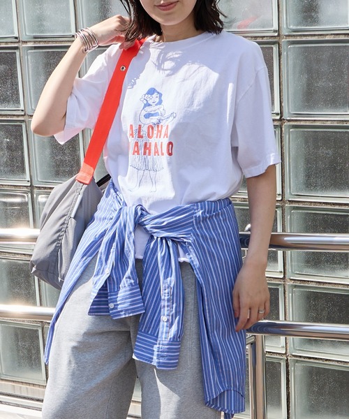 別注 ALOHA MAHALO 剪裁印花T恤