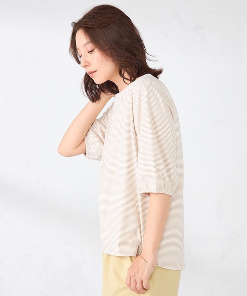 GALLORIA（ギャローリア）の「パフスリーブボーダーＴシャツ（Tシャツ/カットソー・レディース・ブラック/ベージュ・S/M/LL/L）」の8枚目の写真