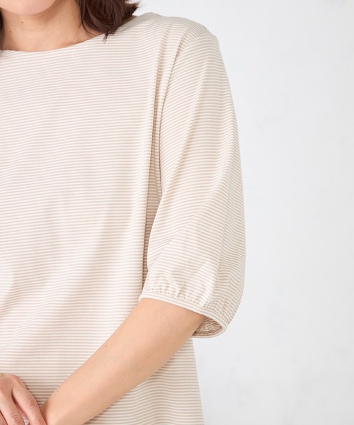GALLORIA（ギャローリア）の「パフスリーブボーダーＴシャツ（Tシャツ/カットソー・レディース・ブラック/ベージュ・S/M/LL/L）」の9枚目の写真