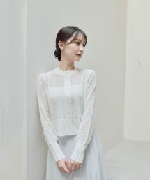 cle blatt（クレブラット）の「ノーカラーレースカーディガン（カーディガン/ボレロ）」