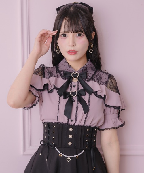 ROJITA(ロジータ)の「レース切替ボリュームフリルブラウス(シャツ/ブラウス・レディース・ピンク/ホワイト/ブラック/ボルドー・FREE)」の3枚目の写真