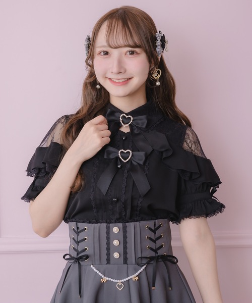 ROJITA(ロジータ)の「レース切替ボリュームフリルブラウス(シャツ/ブラウス・レディース・ピンク/ホワイト/ブラック/ボルドー・FREE)」の15枚目の写真
