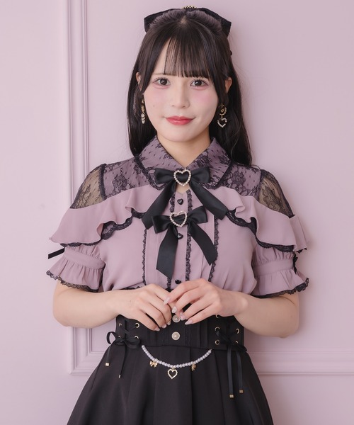 ROJITA(ロジータ)の「レース切替ボリュームフリルブラウス(シャツ/ブラウス・レディース・ピンク/ホワイト/ブラック/ボルドー・FREE)」の12枚目の写真