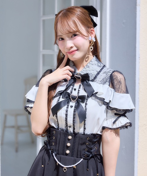 ROJITA(ロジータ)の「レース切替ボリュームフリルブラウス(シャツ/ブラウス・レディース・ピンク/ホワイト/ブラック/ボルドー・FREE)」の9枚目の写真