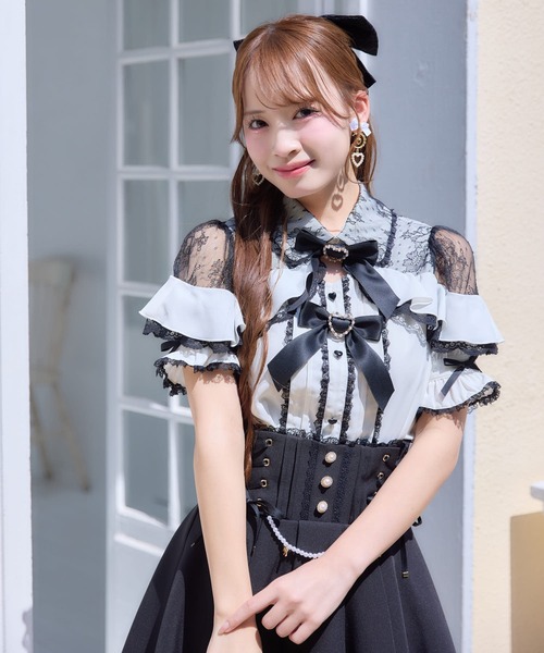 ROJITA(ロジータ)の「レース切替ボリュームフリルブラウス(シャツ/ブラウス・レディース・ピンク/ホワイト/ブラック/ボルドー・FREE)」の10枚目の写真