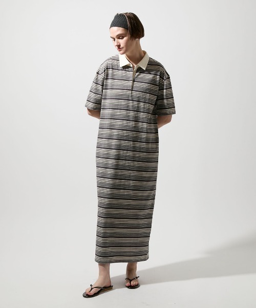 leswel(レスウェル)の「【M/L】マルチボーダーポロワンピース(ワンピース・レディース・エンジ/グレー/ブラック・M/L)」の9枚目の写真