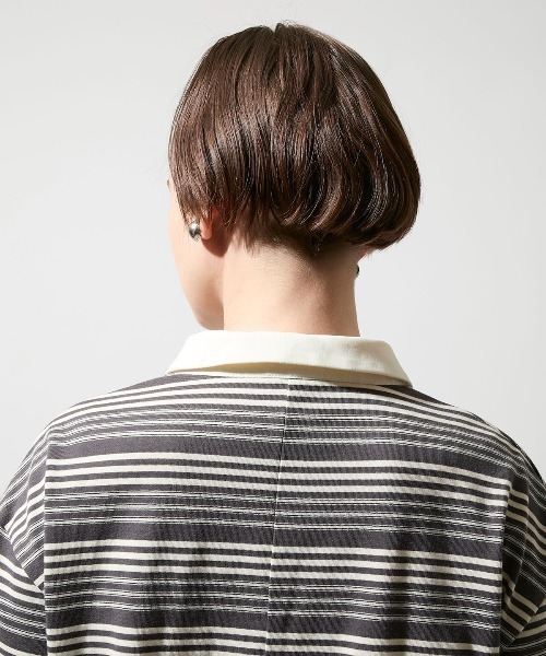 leswel(レスウェル)の「【M/L】マルチボーダーポロワンピース(ワンピース・レディース・エンジ/グレー/ブラック・M/L)」の14枚目の写真
