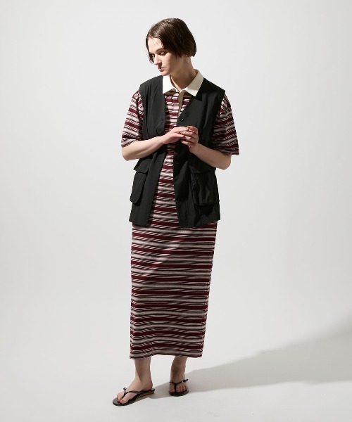 leswel(レスウェル)の「【M/L】マルチボーダーポロワンピース(ワンピース・レディース・エンジ/グレー/ブラック・M/L)」の22枚目の写真