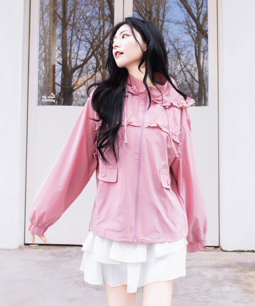 MASMARULEZ APPAREL(マスマルールズ アパレル)の「Check Frill Windbreaker Jacket_Pink(ナイロンジャケット・レディース・PINK・ONE SIZE)」の17枚目の写真