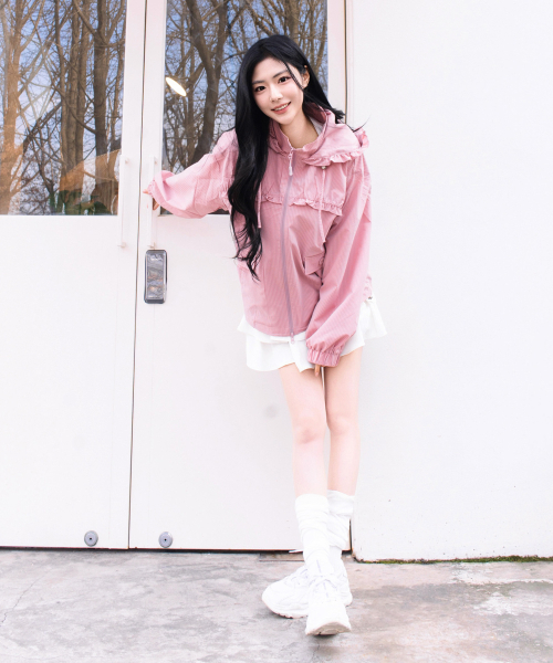MASMARULEZ APPAREL(マスマルールズ アパレル)の「Check Frill Windbreaker Jacket_Pink(ナイロンジャケット・レディース・PINK・ONE SIZE)」の14枚目の写真