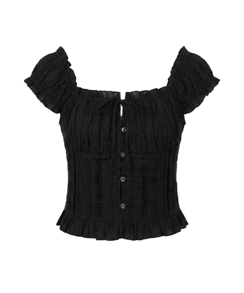SCHISM INDUCING(スキズムインデューシング)の「COQUETTE BLOUSE BLACK(シャツ/ブラウス・レディース・その他・FREE)」の2枚目の写真