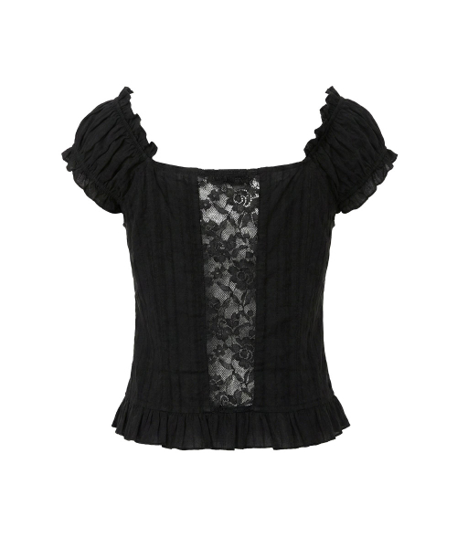 SCHISM INDUCING(スキズムインデューシング)の「COQUETTE BLOUSE BLACK(シャツ/ブラウス・レディース・その他・FREE)」の3枚目の写真