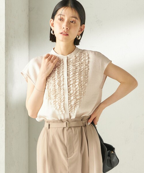 SHIPS（シップス）の「〈接触冷感/手洗い可能〉Jupiter 麻混 フリル ブラウス（シャツ/ブラウス・レディース・ブラウン/アイボリー/ライトブルー/ブルー/ブラック・ONE SIZE）」の18枚目の写真