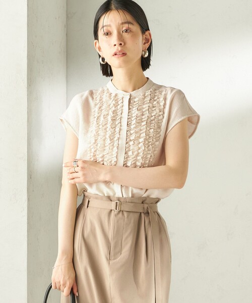 SHIPS（シップス）の「〈接触冷感/手洗い可能〉Jupiter 麻混 フリル ブラウス（シャツ/ブラウス・レディース・ブラウン/アイボリー/ライトブルー/ブルー/ブラック・ONE SIZE）」の19枚目の写真