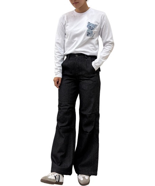 COOK JEANS（クックジーンズ）の「サイド切替 膝タックデニムパンツ（その他パンツ・レディース・ブラック・FREE）」の5枚目の写真