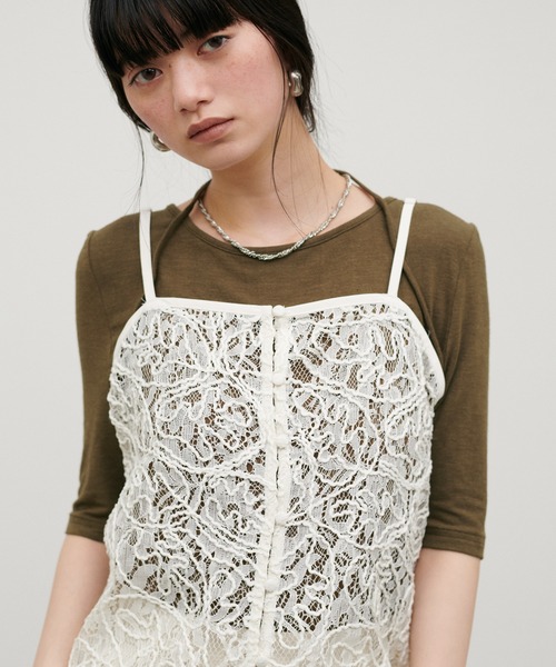 LARUTA（ラルータ）の「【LARUTA】ホルターネック風半袖カットソー（Tシャツ/カットソー・レディース・ブラック/パープル/カーキ/アイボリー・FREE）」の3枚目の写真