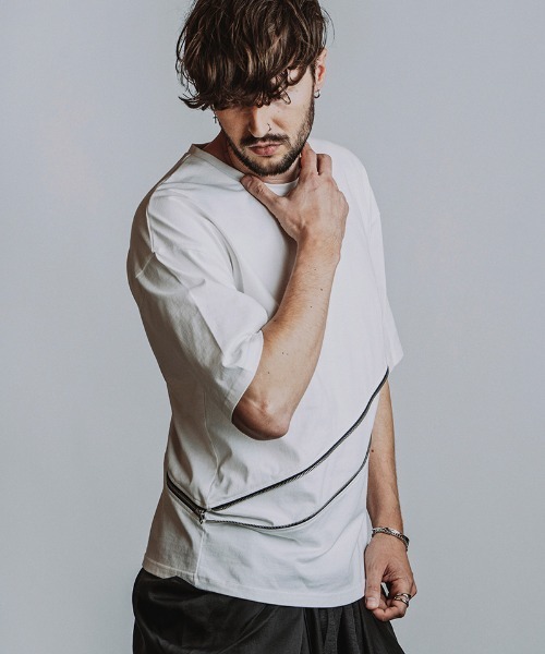 NO ID.(ノーアイディ)の「mt10531- 2WAY-ZIP-T Tシャツ(458006-494T)(Tシャツ/カットソー・メンズ・ブラック/グレー/ホワイト・ONE SIZE)」の3枚目の写真
