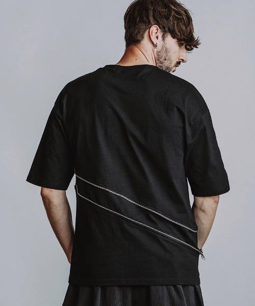 NO ID.(ノーアイディ)の「mt10531- 2WAY-ZIP-T Tシャツ(458006-494T)(Tシャツ/カットソー・メンズ・ブラック/グレー/ホワイト・ONE SIZE)」の1枚目の写真