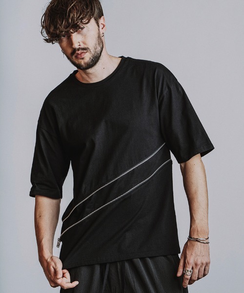 NO ID.(ノーアイディ)の「mt10531- 2WAY-ZIP-T Tシャツ(458006-494T)(Tシャツ/カットソー・メンズ・ブラック/グレー/ホワイト・ONE SIZE)」の4枚目の写真
