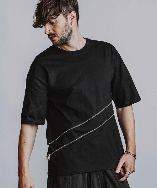 NO ID.(ノーアイディ)の「mt10531- 2WAY-ZIP-T Tシャツ(458006-494T)(Tシャツ/カットソー・メンズ・ブラック/グレー/ホワイト・ONE SIZE)」の5枚目の写真