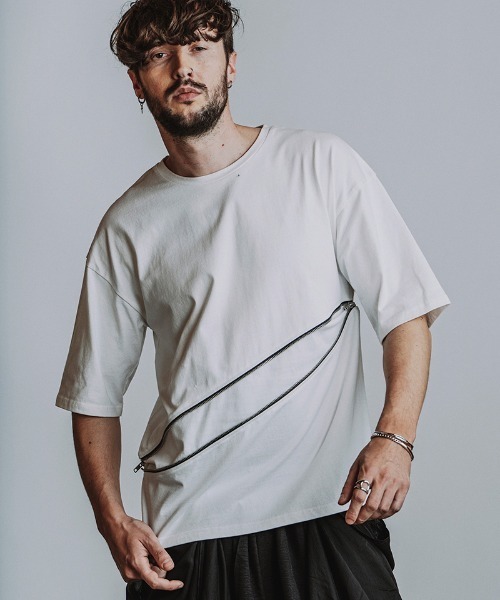 NO ID.(ノーアイディ)の「mt10531- 2WAY-ZIP-T Tシャツ(458006-494T)(Tシャツ/カットソー・メンズ・ブラック/グレー/ホワイト・ONE SIZE)」の6枚目の写真