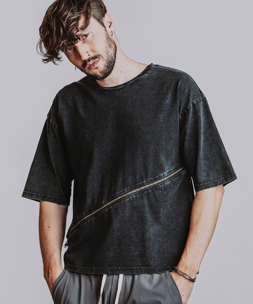 NO ID.(ノーアイディ)の「mt10531- 2WAY-ZIP-T Tシャツ(458006-494T)(Tシャツ/カットソー・メンズ・ブラック/グレー/ホワイト・ONE SIZE)」の8枚目の写真